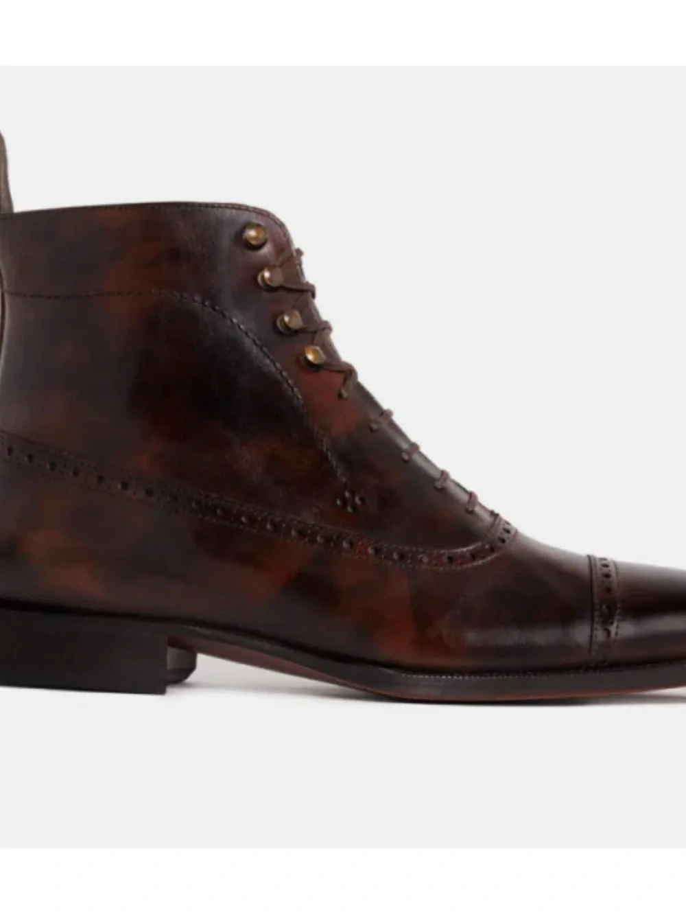 COBBLER UNION Balmoral Brogue Boots in Museum Brown Size 10.5